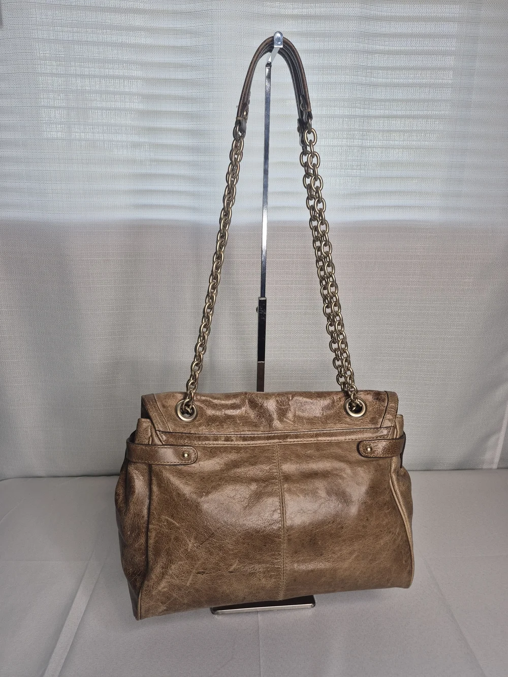 Banana Republic Vintage-Style Brown Leather Chain Shoulder Bag
